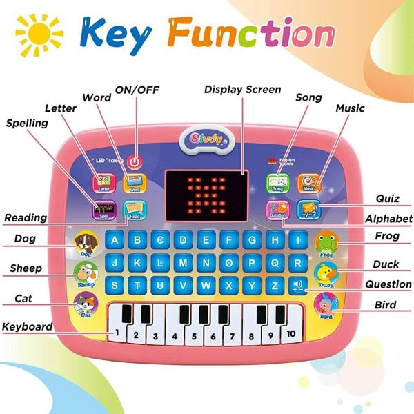 deAO Toys Toddler Tablet Early Learning Educational Toy Multi-Function Musical Touch Pad Activity Computer with Sound and Light