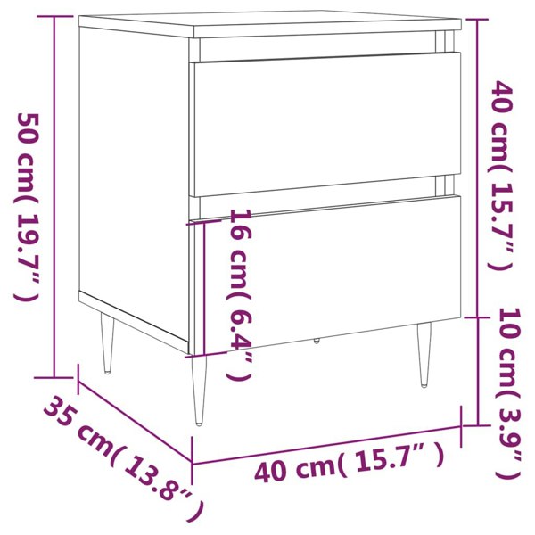Berkfield Bedside Cabinet Smoked Oak 40x35x50 cm Engineered Wood