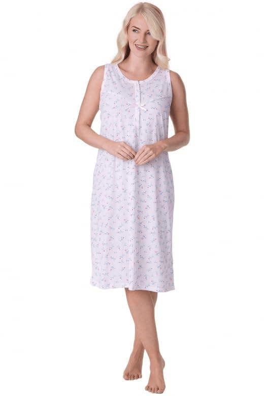 Womens Polycotton Sleeveless Floral Nightdress 