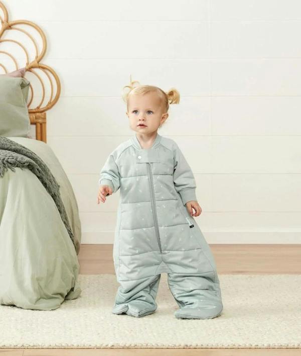 ergoPouch - Organic Winter Long Sleeved 2 in 1 Sleeping Suit Bag - Sage - 2.5 TOG