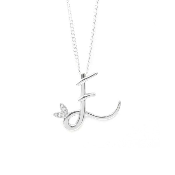 Say It With Winged Diamond Initial Necklace - Sterling Silver