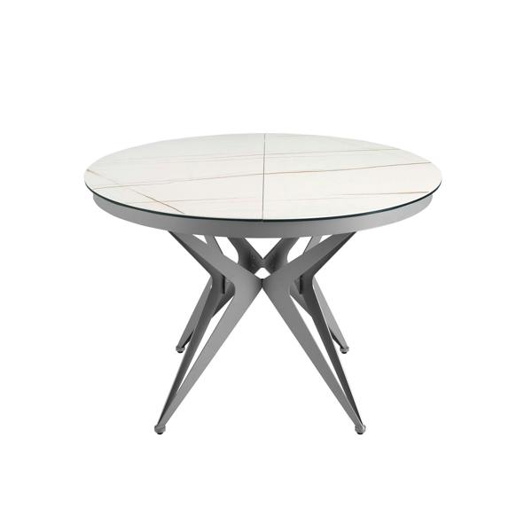 Angel Cerdá Round extendable dining table in porcelain marble and grey steel 1119