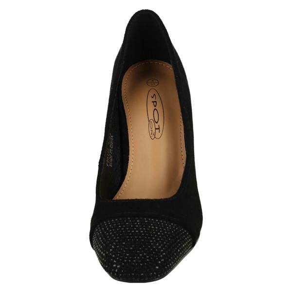 Spot On Ladies Spot On Diamante Heel And Toe Cap Court Shoes  F90138