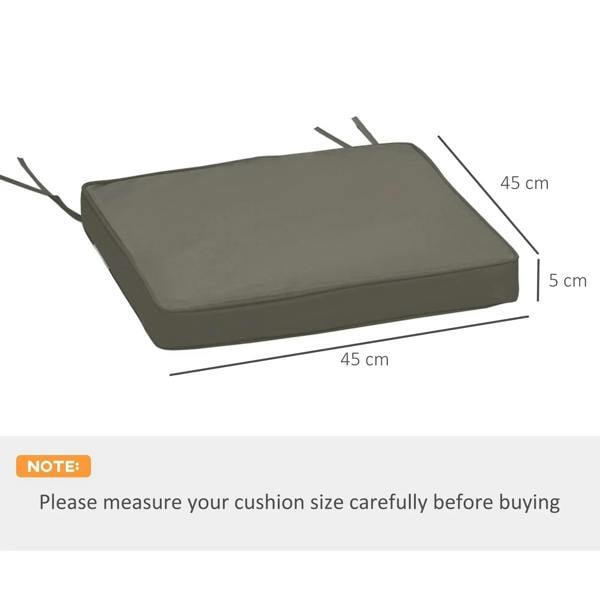 Dark grey square seat cushion with ties, 45 x 45 cm and 5 cm thickness