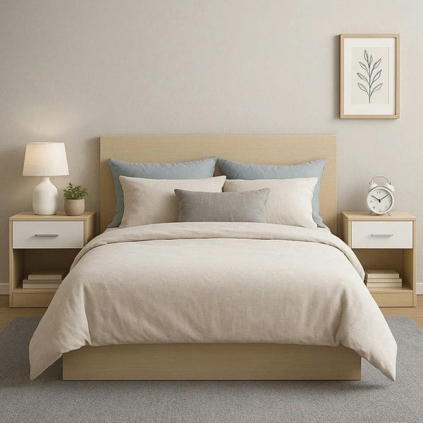 Modcraft Set of 2 Bedside Tables with Drawers and Shelf –  Nightstands for Bedroom or Living Room