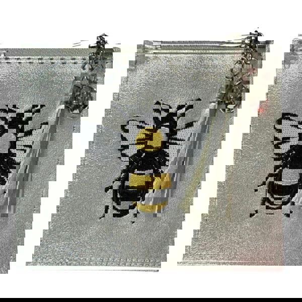 Fores Collection Metallic Embroidered Bee Coin, Card & ID Window Purse