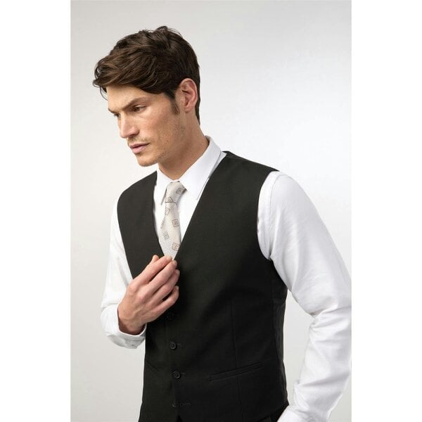 Limehaus Slim Fit Black Stretch Waistcoat