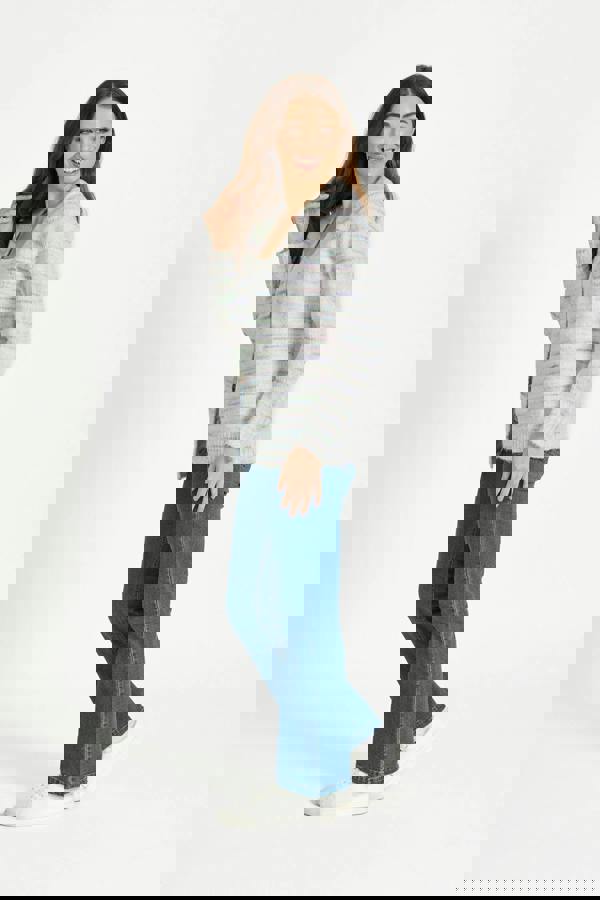 Mudflower Space Dye Stripe Open-Front Knit Cardigan