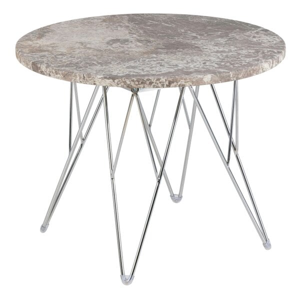 Wyld Haus Alba Round Side Table Grey Brown Marble Top Metal Legs