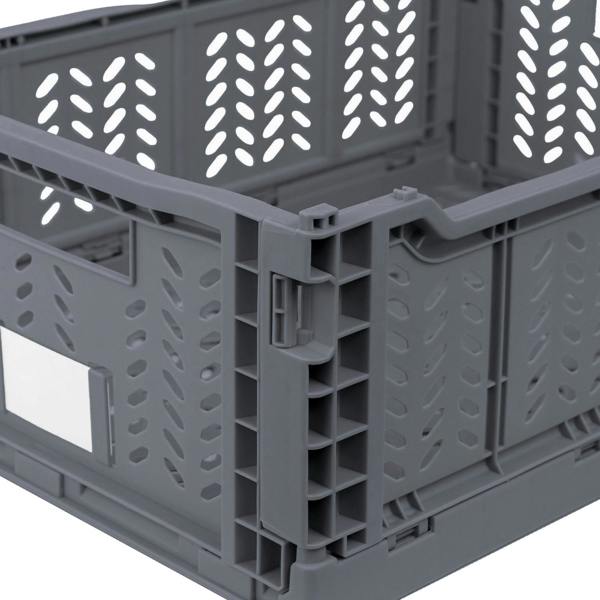 JVL STACKIT - Plastic Foldable Storage Crate - 14.5L - Grey