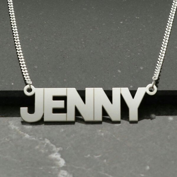 Christopher James of London Sterling Silver Block Style Personalised Name Necklace