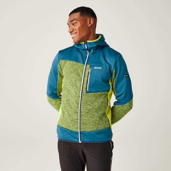 Regatta Mens Cadford VI Marl Hooded Fleece Jacket - Piquant Green / Moroccan Blue