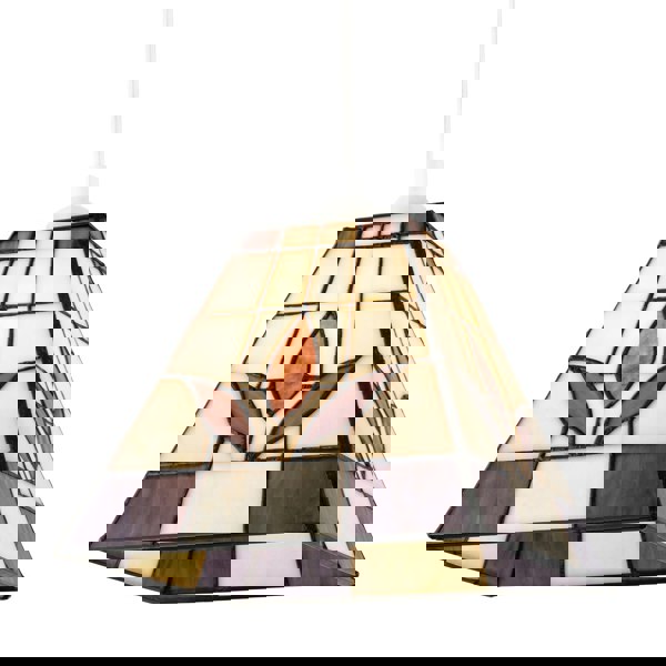 Square Purple and Amber Stained Glass Tiffany Pendant Lighting Shade Image 8