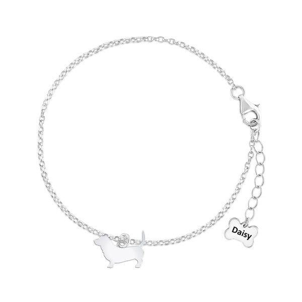 Mylee London Basset Bleu de Gascogne Silhouette Silver Chain Bracelet - Personalised