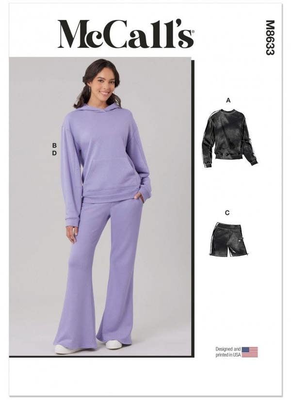 McCalls 8633 Paper Sewing Pattern – Women's Sweater, Hoodie, Trousers, Shorts & Sportswear, Intermediate