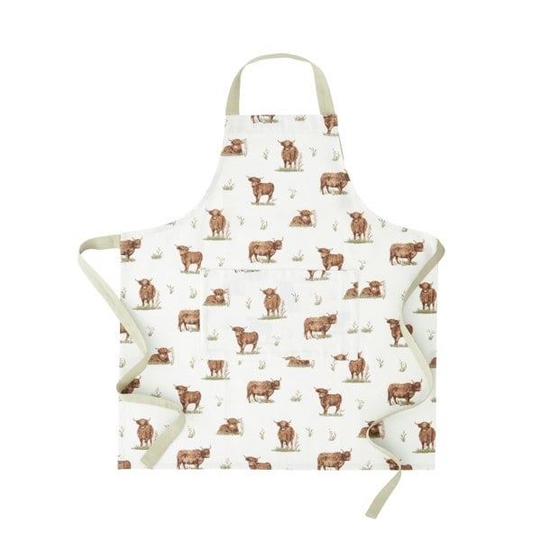 Catherine Lansfield Angus Highland Cow Cotton Kitchen Adult Apron Natural