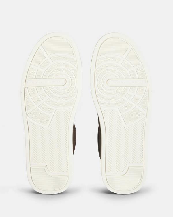 Tommy Hilfiger Court Leather Detail Mens Trainer - Cocoa/Platinum Olive