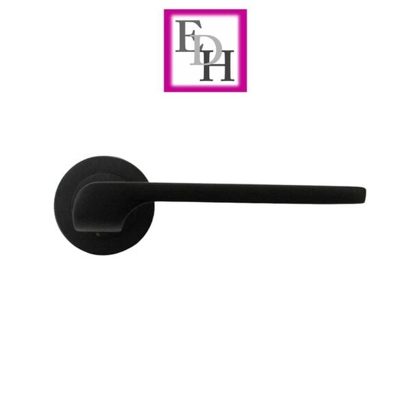 EDH Door Hardware Modern Matt Black Door Handles Internal - Uno-2 Lever Latch On Rose