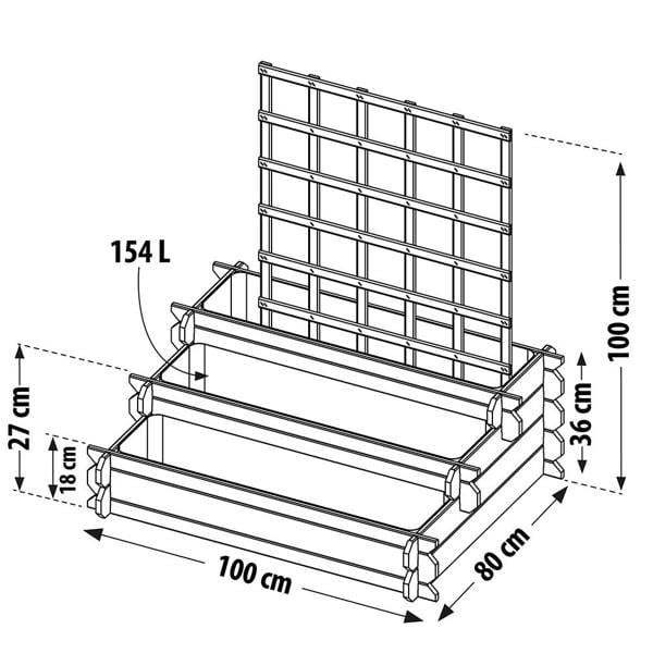 Cerland Angelic 3-Tier Raised Bed with Trellis 1m x 0.8m 154L Raised Planter
