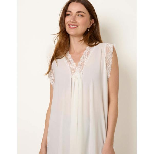 Blue Vanilla V Lace Trim Top