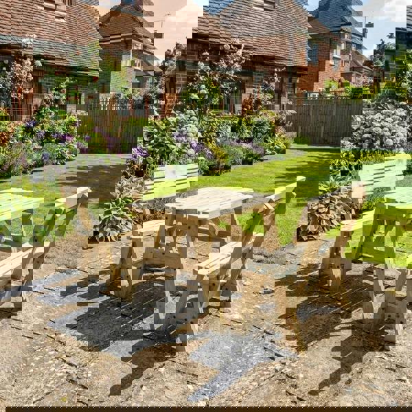 Arbor Garden Solutions Victoria Rounded Picnic Table Benches Set With Backrest