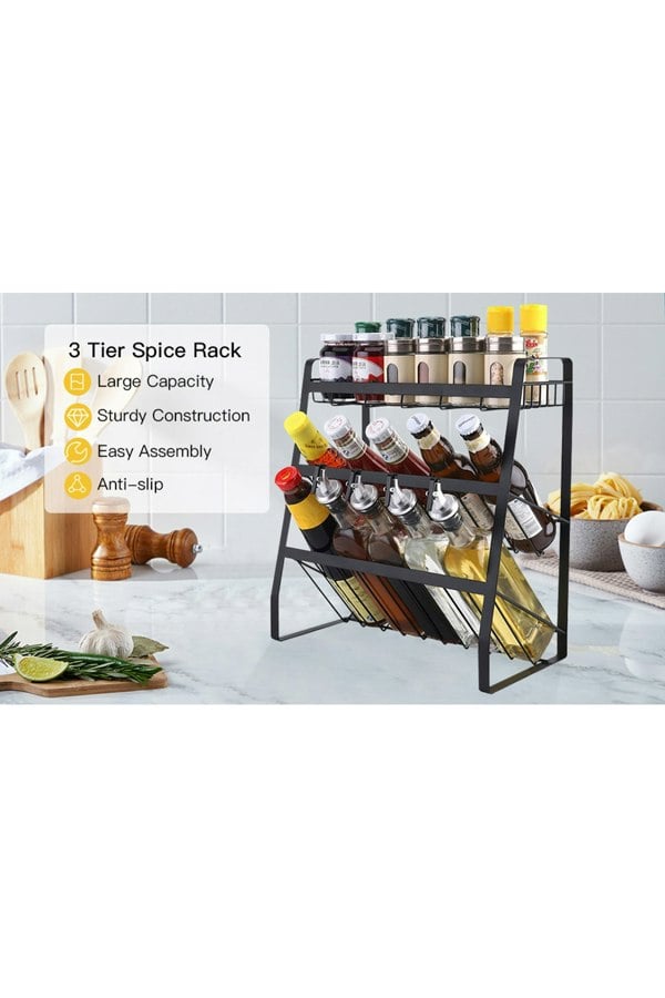 Living and Home Kitchen Freestanding 3 Tier Spice Rack Kitchen Utensils Storage Rack