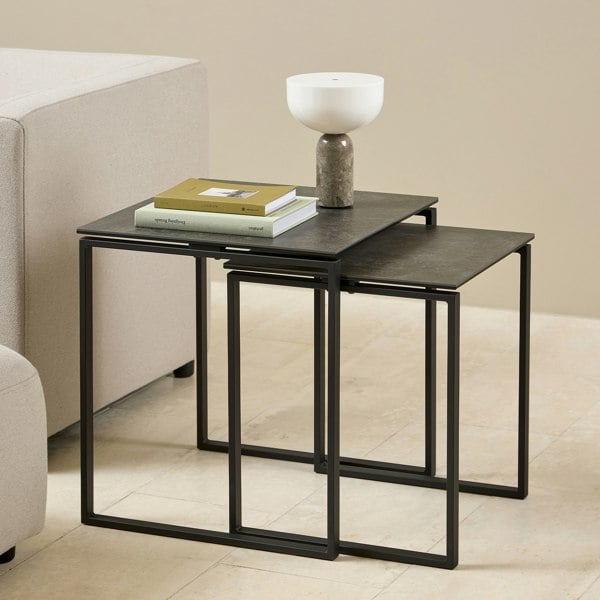Furniture To Go Katrine Square Coffee Table Set in Ceramic Black