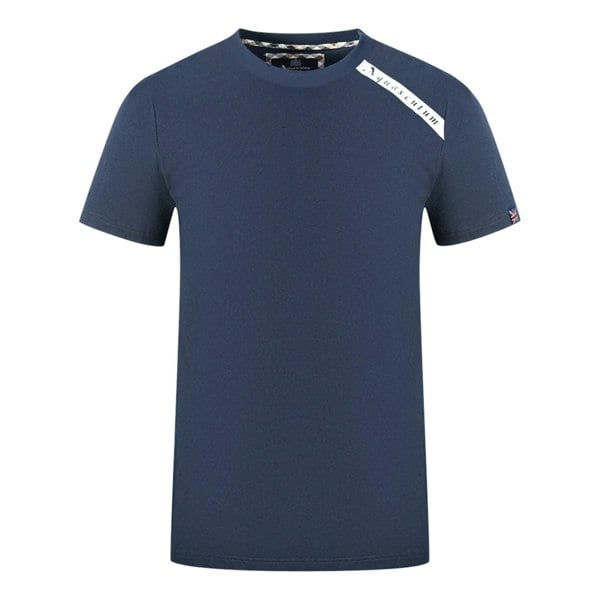 Aquascutum Shoulder Brand Logo T-Shirt - Navy Blue