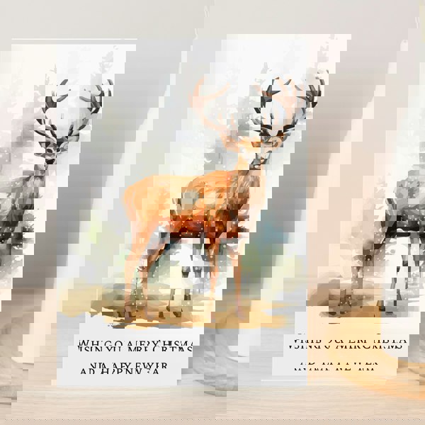 Personalised Memento Company Personalised Watercolour Stag Greetings Card