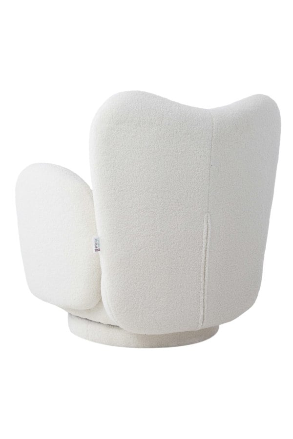 Living and Home Teddy Fur Upholstered Swivel Chair Armchair
