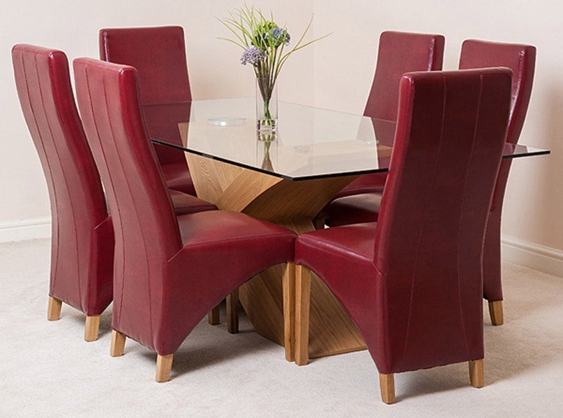 That's Furniture Valencia Oak Large Glass Dining Table & Lola Leather Chairs