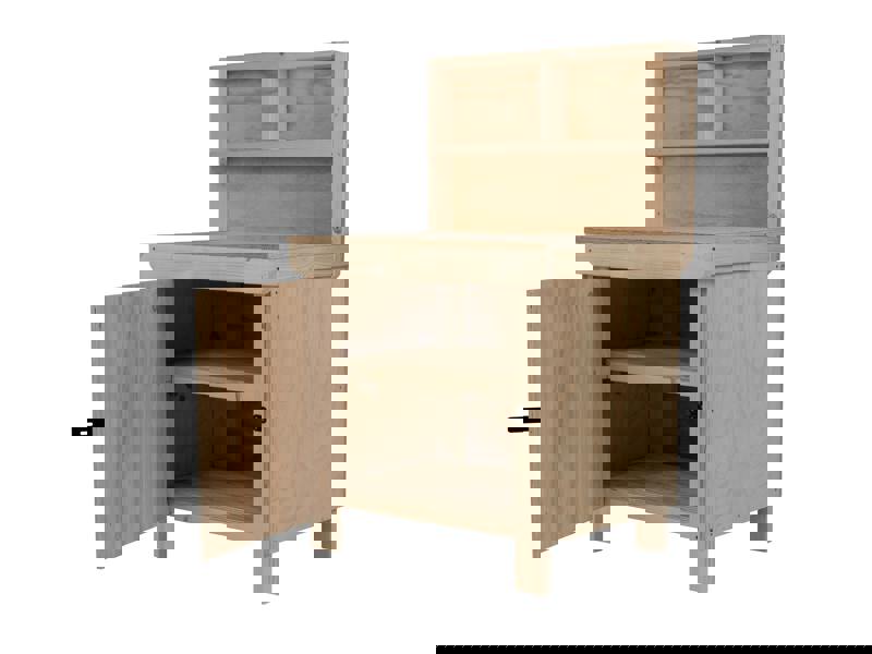 Arbor Garden Solutions Wooden Plywood Top Workbench With Lockable Cupboard (V.9) With back panel, Double Shelf