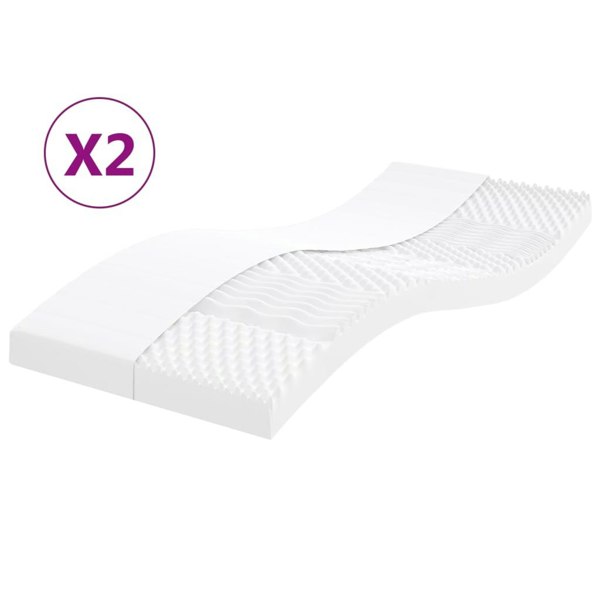 Berkfield Foam Mattresses 2 pcs White 90x190 cm 7-Zone Hardness 20 ILD