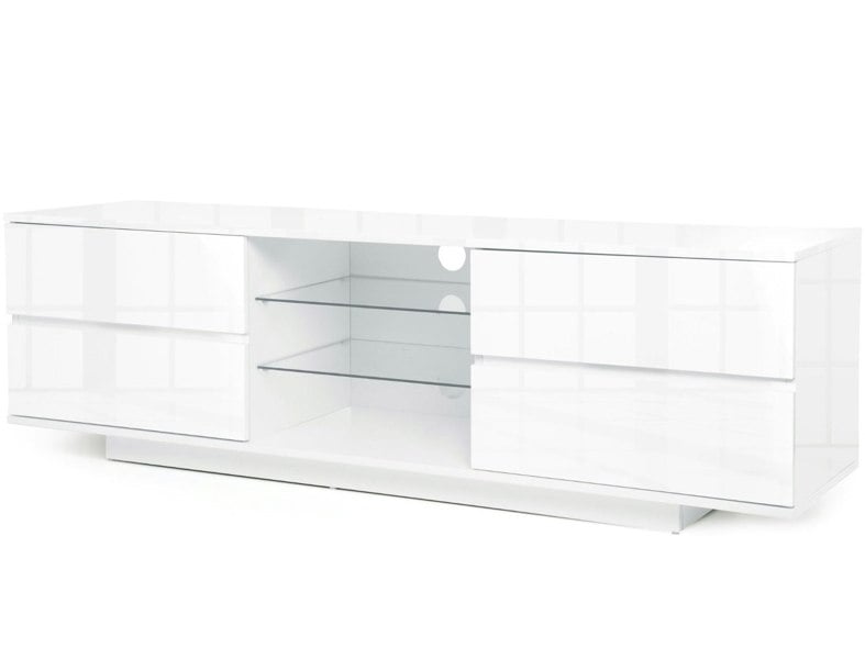 Centurion Supports Avitus Premium High Gloss White with 4-White Drawers and 3-Shelf 32"-65" LED/OLED/LCD TV Cabinet