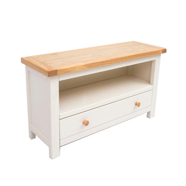 Cabinet Bits Maggiori Off White 1 Drawer TV Cabinet Wood Knob
