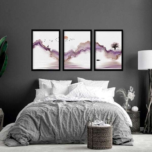 Bedroom pictures for wall | set of 3 art prints