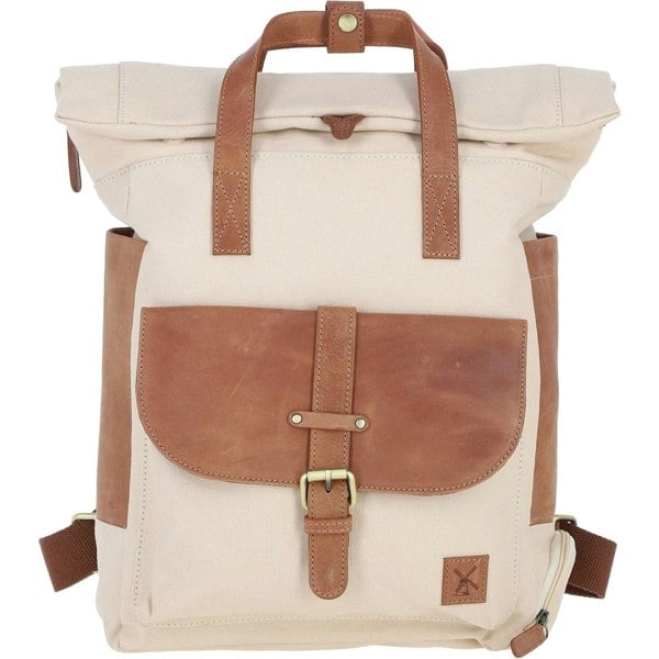 Real Leather X Canvas Backpack: fen-755