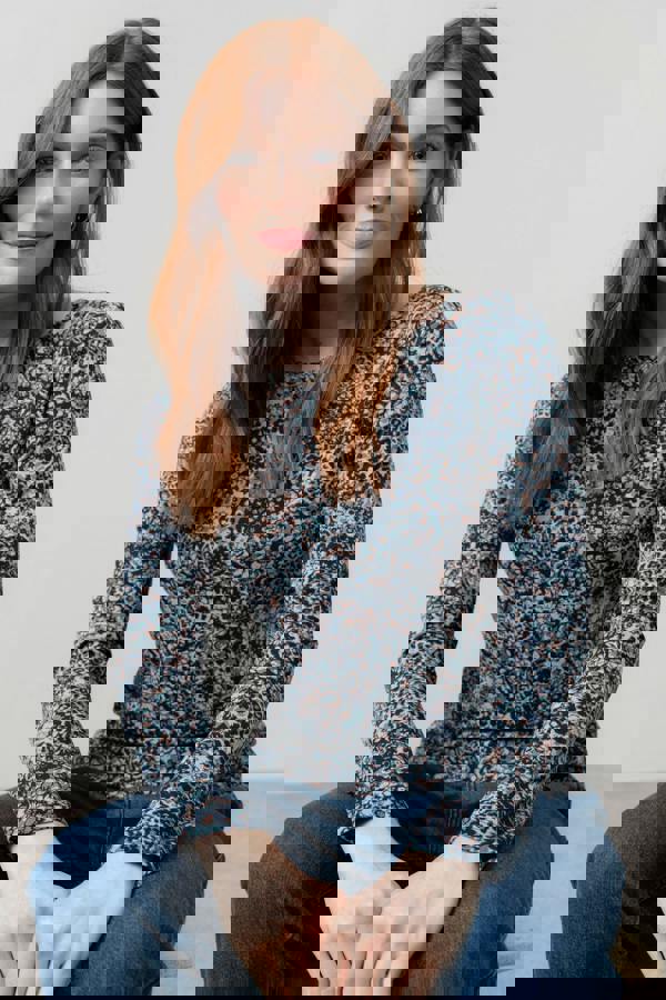 Lily & Me Monica Jersey Printed Top Sea Mist