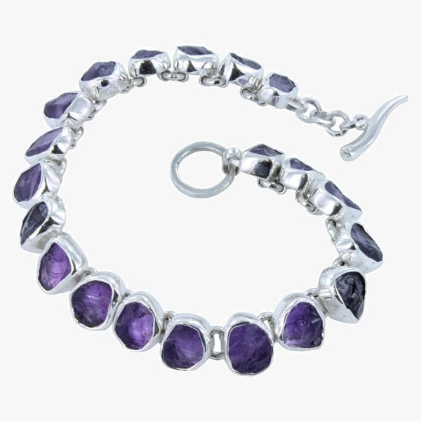 Sterling Silver and Rough Amethyst Bracelet - Reeves & Reeves