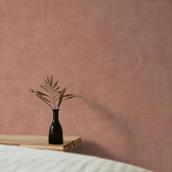 Grandeco Annabella Distressed Limewash Plaster Textured Wallpaper, Blush Pink