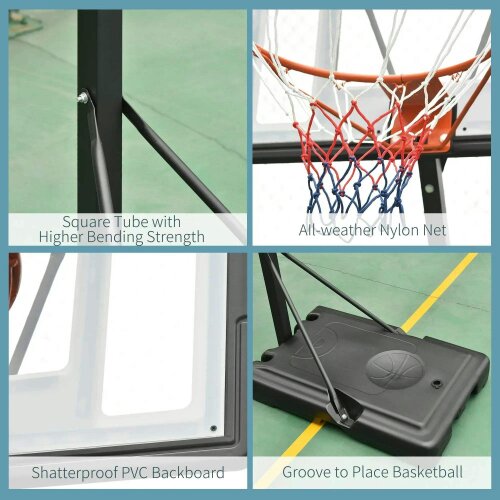 Bobobiy Portable Adjustable Basketball Hoop Stand with Wheels, 10ft Backboard for Outdoor Use