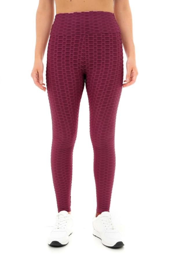 Women's Honeycomb Waffle Leggings - Burgundy