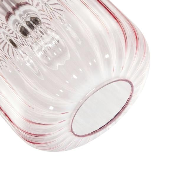 Contemporary Soft Pink Glass Wide Ribbed Square Pendant Light Shade Image 5