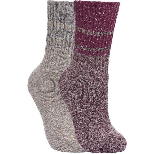 Trespass Womens/Ladies Hadley Hiking Boot Socks (2 Pairs) - Grape Wine/Oatmeal - 
