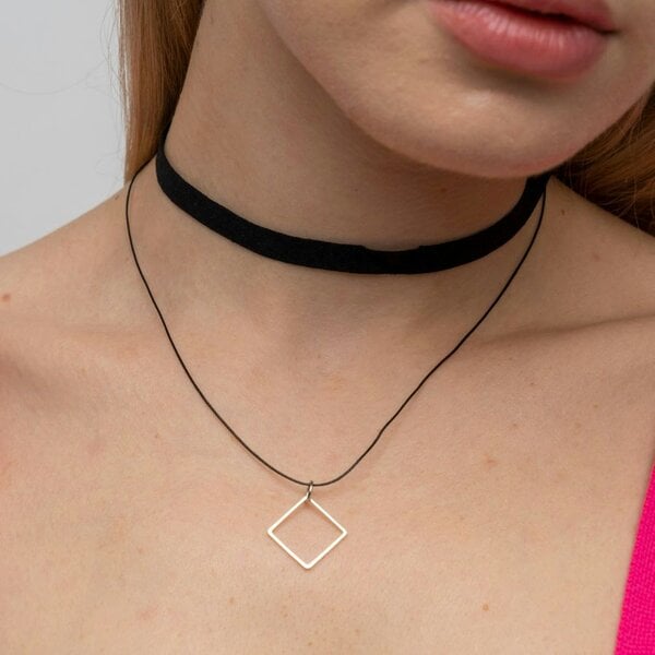 The Colourful Aura Black Lace Square Gothic Victorian Vintage Emo Choker Layered Necklace