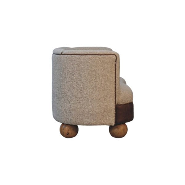 Artisan Furniture Solid Wood Boucle Cream Buffalo Small Sofa