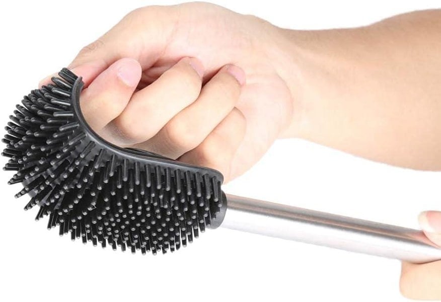 CALITEK Toilet Brush Flexible Silicon Bristles and Brush Head With Handle White