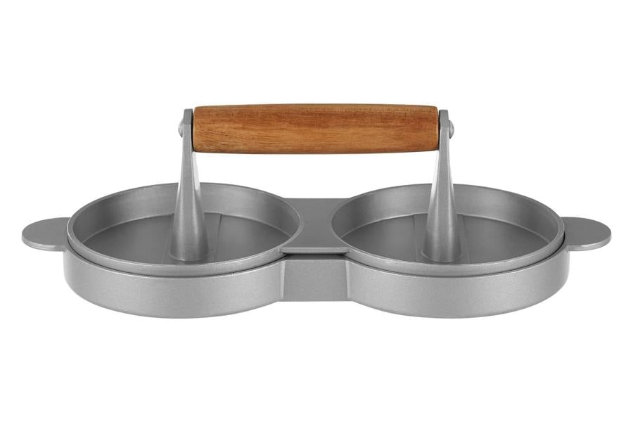 Interiors by Premier Sturdy Double Burger Press,Patty Maker With Wooden Handle,Teflon Coated Burger Press,Hamburger Patty Press
