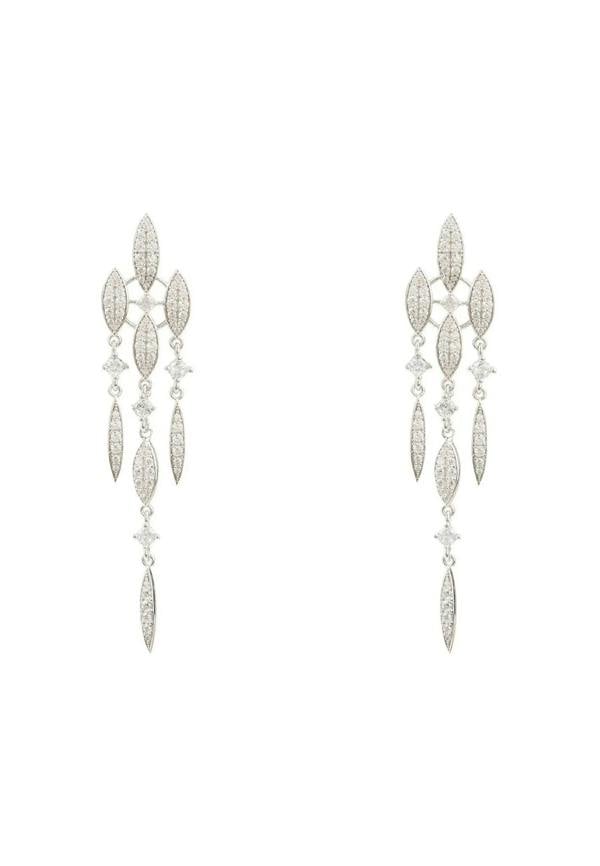 Valencia Statement Drop Earring White Cz Silver - LATELITA Earrings
