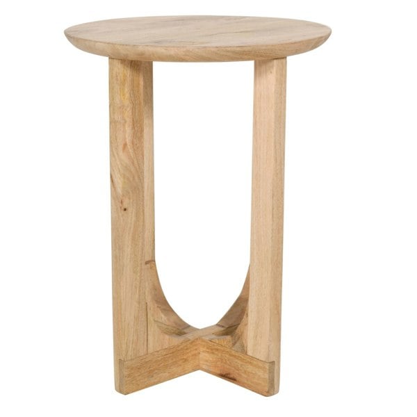 IH Design Monco Natural Mango Wood Round Inverted Legs Side Table - Natural
